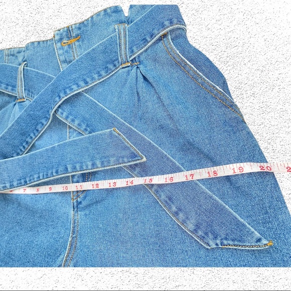 LOLË Talei Denim Stone Wash Paper Bag Waist Jean Shorts Size Medium - Picture 11 of 16
